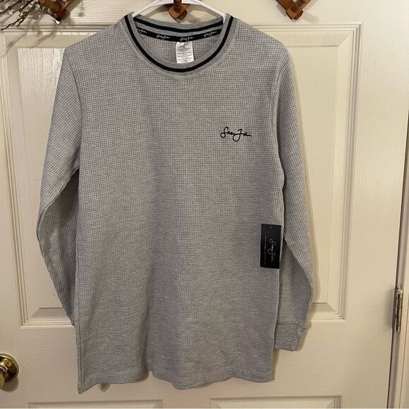 Sean John LOGO MENS WAFFLE LONG SLEEVE T-SHIRT LIGHT Blue - Picture 1 of 6
